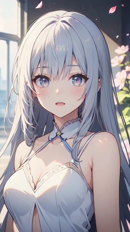 (masterpiece)、(Highest quality)、Highly detailed face、Anime Women、1 female、Smart clothing、Straight Long Hair、Lots of flowers、butterfly々、petal