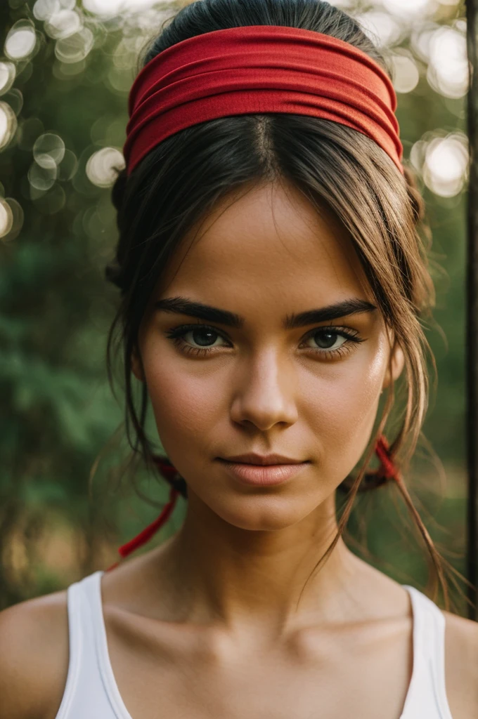 Tell it about a face with a red headband