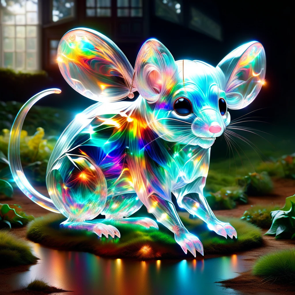 hyper detailed masterpiece, dynamic realistic digital art, incredible quality,transparentes, translucent elf, little mouse creature, guardian of the house and farm, Good luck, protection DonMSp3ctr4lXL