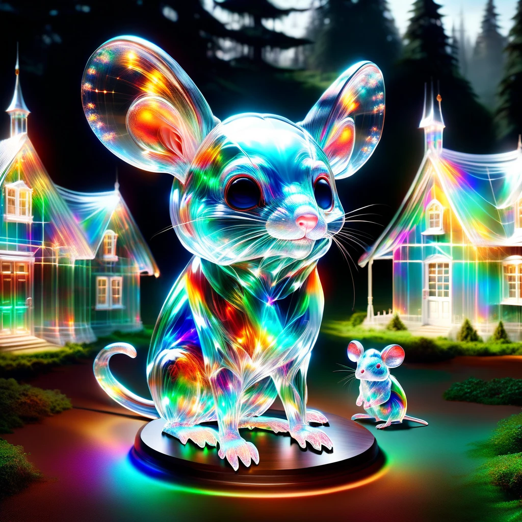 hyper detailed masterpiece, dynamic realistic digital art, incredible quality,transparentes, translucent elf, little mouse creature, guardian of the house and farm, Good luck, protection DonMSp3ctr4lXL