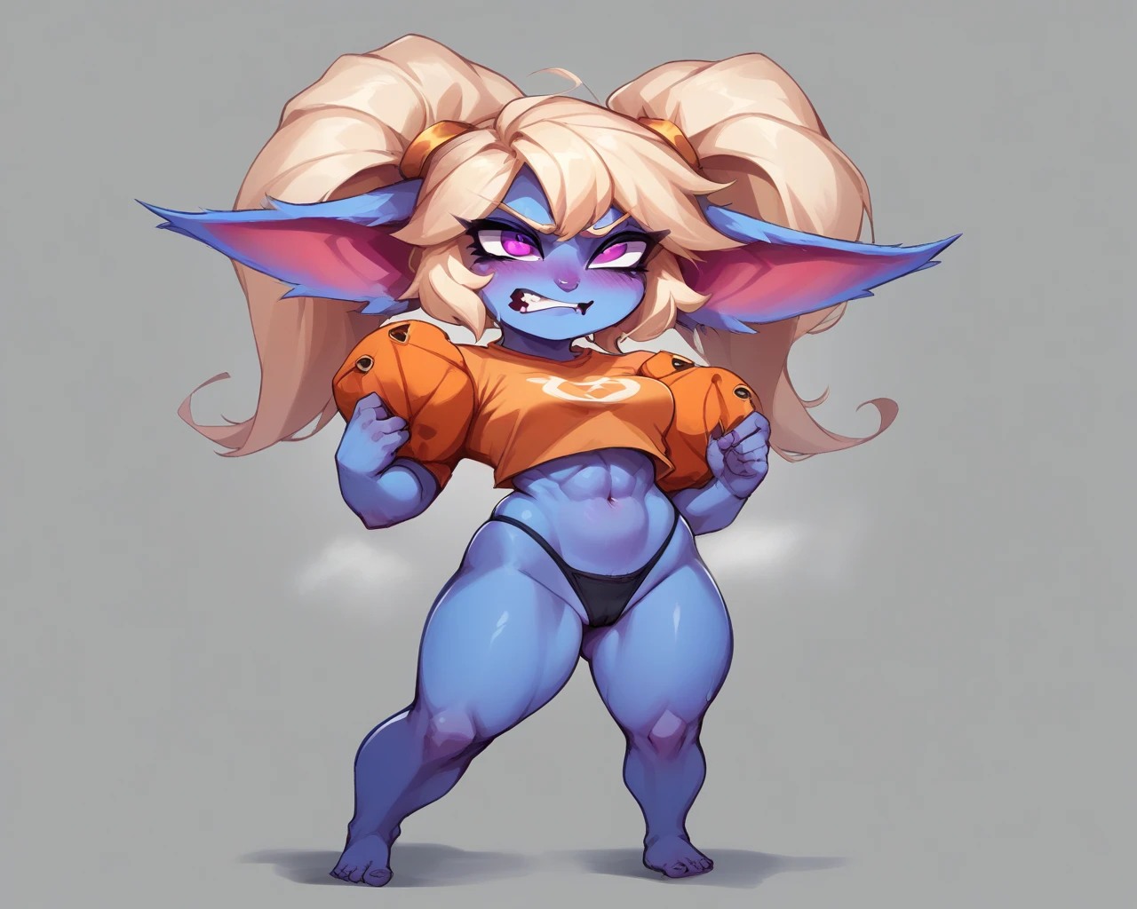 poppy in black panties orange t shirt ahego face sfw full body steam artwork yordle stand sexy pose epic detailed yordle  big 