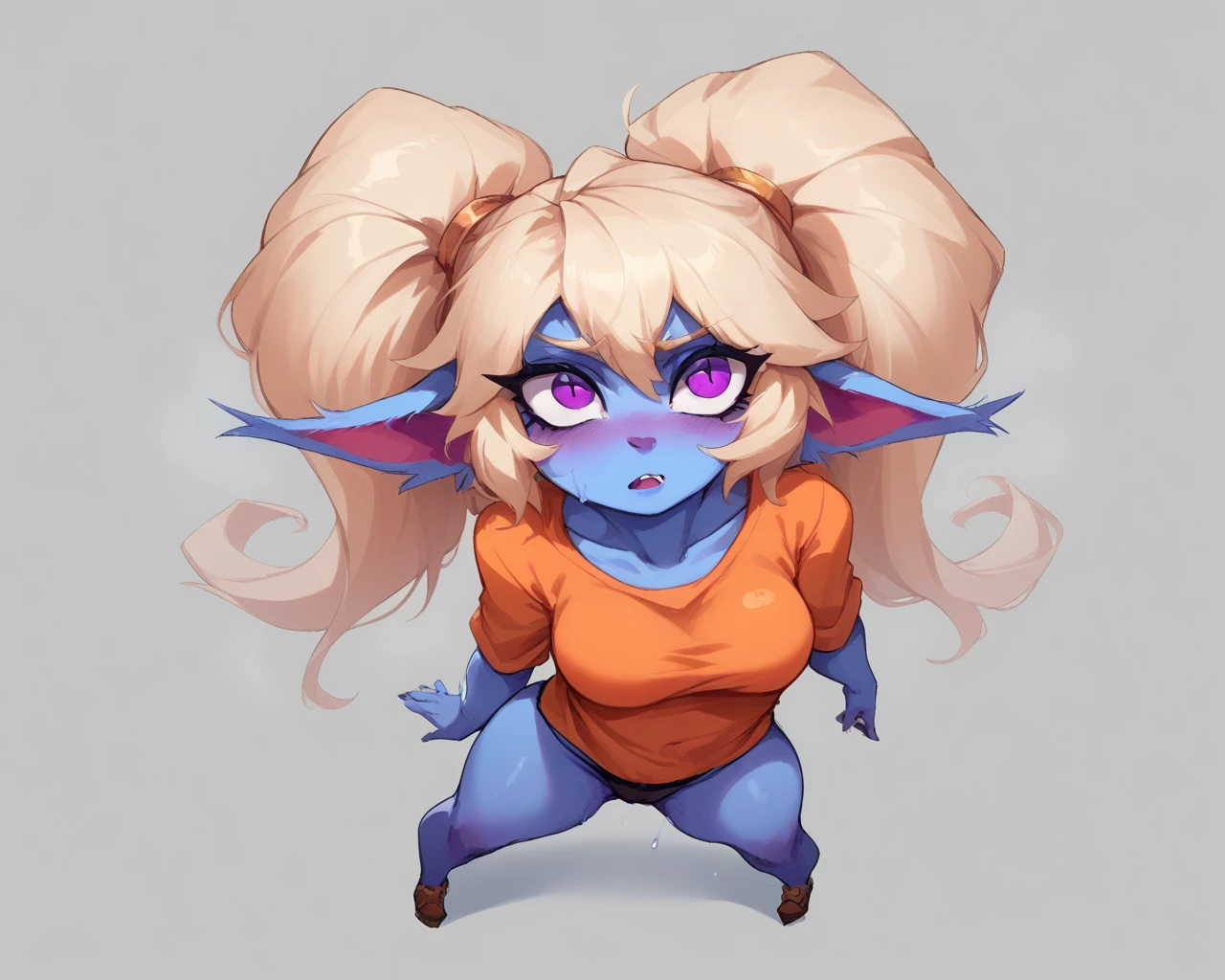 poppy in black panties orange t shirt ahego face sfw full body steam artwork yordle stand sexy pose epic detailed yordle  big 