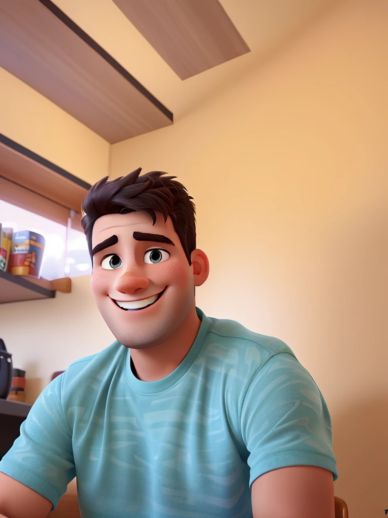 man with smile disney pixar style