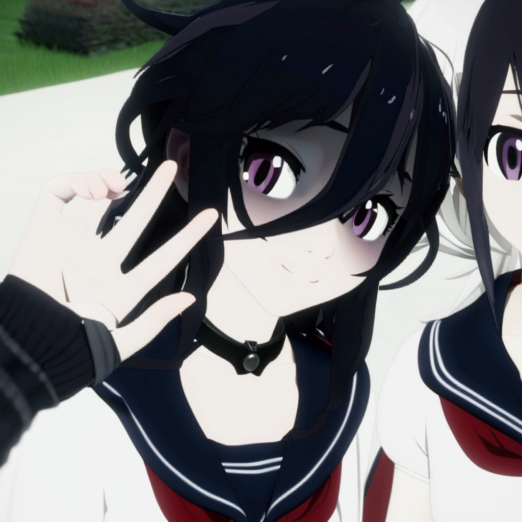 anime characters standing next to each other in the yard, The Hanyama, anime styled 3d, anime in cgi style, gapmoe yandere, visual novel cg, Jin Homura, realistic anime 3D style, yandere, anime style. 8 K, inspired Jin Homura, attractive Matoi Ryuk, in anime style