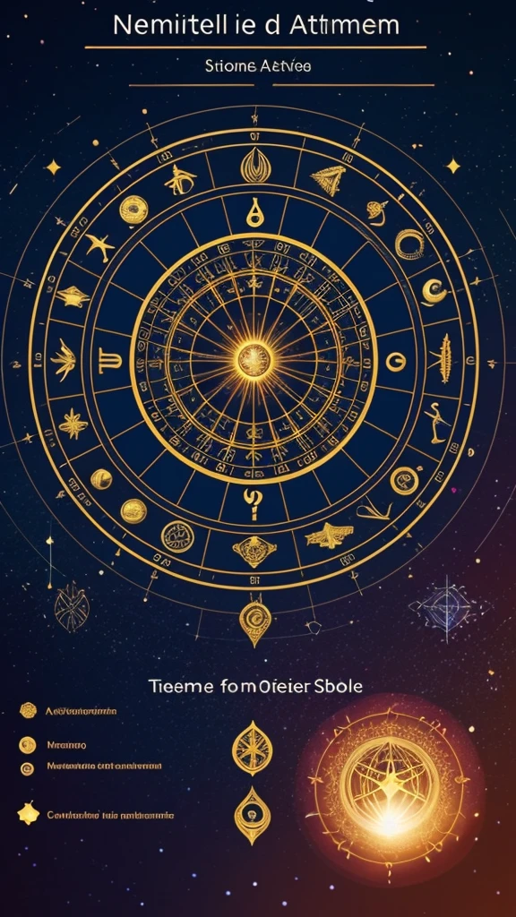 Create an image that combines elements of astrology and numerology, while emphasizing a rational approach. Depict an astrological chart and numerical symbols presented in a scientific context, with infographics, diagrams and statistics that illustrate their impact and application in the modern world. Add elements that emphasize analytical approach and critical thinking, all in the same styl