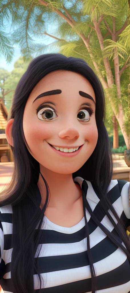 woman with disney pixar style smile with details