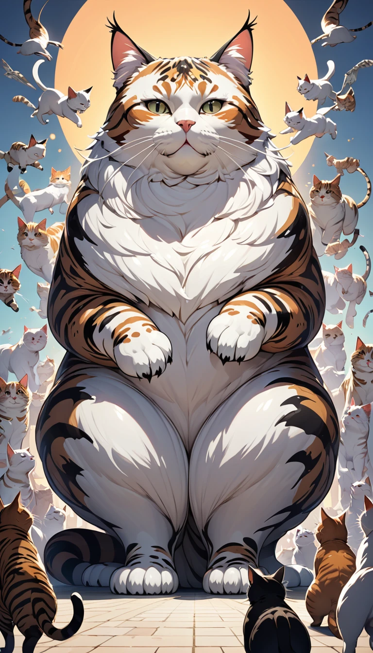   (huge big gaint 1cat) form by many small cats, detailed