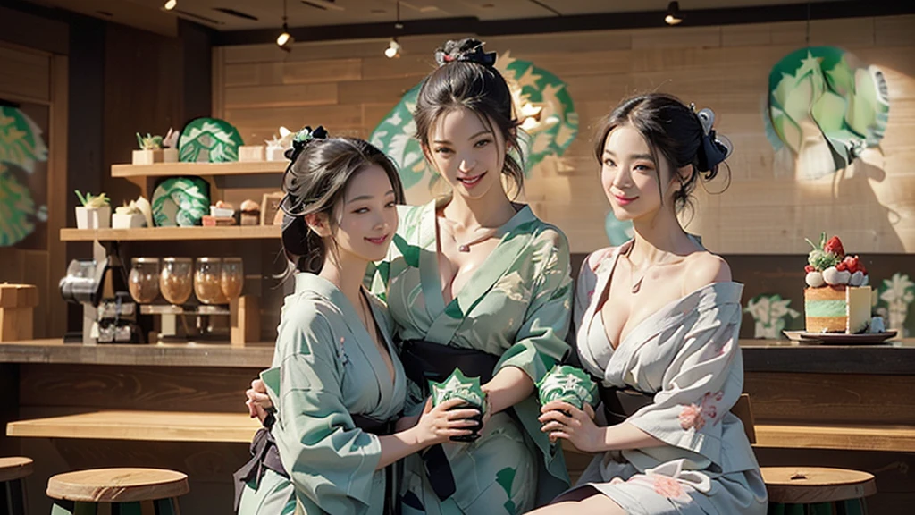 (((((((((Emphasize cleavage))))))))) 
(((((((Bra is visible)))))))
(((((((((I can see your shoulders)))))))))
(((((((((Three Women))))))))) 

(((((((((((Woman in floral yukata))))))))))


((((((White skin))))))
((((((Heavy makeup))))))
((((((Beautiful Face))))))
(((((((((Full body photo)))))))))
 (((((((お洒落でcuteInside the Starbucks store))))))) 
8k、RAW Photos、Highest quality、Super detailed、Super Resolution、Ultra HD、8k wallpaper、Amazing details 

(((((((((((Inside the Starbucks store)))))))))))、
 ((((((Sit down and eat cake、Drink Starbucks coffee、smile))))))、((Heart Necklace)) 

Modern and sleek design：Interior design using natural materials、Many of the designs are warm and made using wood and metal.。 Large windows：自然光をたっぷり取り入れるためのLarge windowsがあり、Providing a bright and open space。 Green Interior：Potted plants are effectively placed、It creates a relaxing atmosphere。 artwork：Works by local artists、Starbucks-related art on display。 Cozy seating：Cushioned chairs and sofas、Bar sheet etc.、A variety of seating options available。 Open kitchen area：Being able to see how drinks and food are made、We provide peace of mind and transparency。 Unique lighting：Antique lamps and chandelierodern lighting fixtures are used。 Comfortable background music：Relaxing music is playing、A comfortable space is provided。 Wide々Table space：一人でもグループでも使いやすいWide々There is a table with。 Community Table：There is a large table where you can socialize with other customers.。 Seasonal decorations：The decorations are themed according to the season.。 Design with a local feel：The design incorporates the local culture and characteristics.。 Fragrance production：コーヒーの香りが店内にWideがり、A space that satisfies the five senses has been created.。 Conversation with a barista：フレンドリーなConversation with a baristaが楽しめるカウンターエリアがあります。 



8k、RAW Photos、Highest quality、masterpiece:1.2、Super detailed、Super Resolution、Ultra HD、8k wallpaper、Amazing details、Photorealistic:1.4、Having fun by the water、Full Body Shot、Full body photo、High-resolution RAW color photos、Professional photos、A scene full of emotion、Very detailed and beautiful、Ultra HD、8k wallpaper、Amazing details、Huge file sizes、Highly detailed beautiful girls、Highly detailed face Highly detailed eyes、Extremely realistic skin、 Highly detailed fingers, Highly detailed nose, Highly detailed mouth, Perfect Anatomy, Highly detailed background, Highly detailed clothing, Teen, cute女の子, Famous Japanese Idols, cute, Realistic body, Slender, White skin, Glowing Skin, Slim body, Realistic Face, Delicate eyes, double eyelid,Small hands




