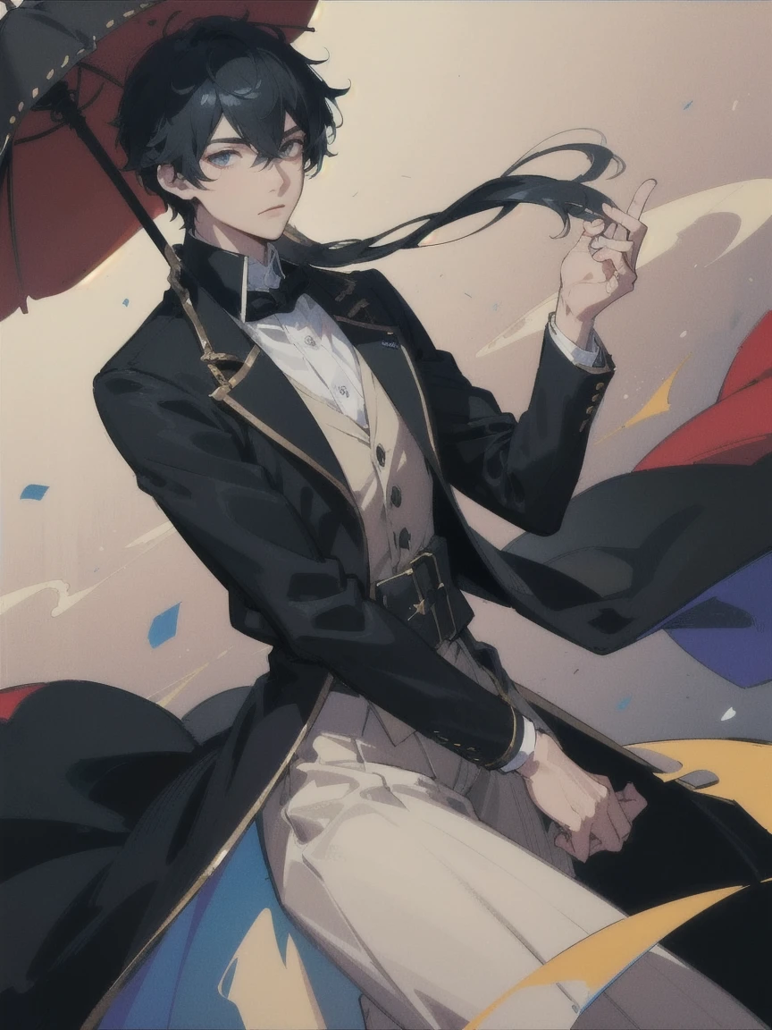 (Depth of written boundary, f/4.0, 135mm, Nikon, uhd, masterpiece, Super detailed,4K,Wide-area lighting)、One male、phantom thief's outfit、silk hat