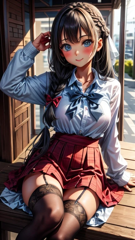 8k、cute、Adult Girls、gravure、detailed、Braid your hair in an intricate way、stockings、((whole body))