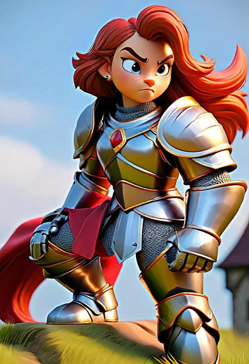 aarafed a picture of an ((epic huge cat: 1.5))  (( epic huge cat: 1.5)) walking with a knight in fantasy street, an ((cat big as a horse)), the cat is wearing armor ready for battle, dynamic color cat BREAK a human knight, full body, ((anatomically correct: 1.5) walking near him, female knight, red hair, long hair, hair in a pony tail, wearing knight's armor, decorated armor, high heeled boots, Hyperrealism style, vibrant, Ultra-high resolution, High Contrast, (masterpiece:1.5), highest quality, Best aesthetics), best details, best quality, highres, ultra wide angle, 16k, [ultra detailed], masterpiece, best quality, (extremely detailed) RAW, ArmoredDress