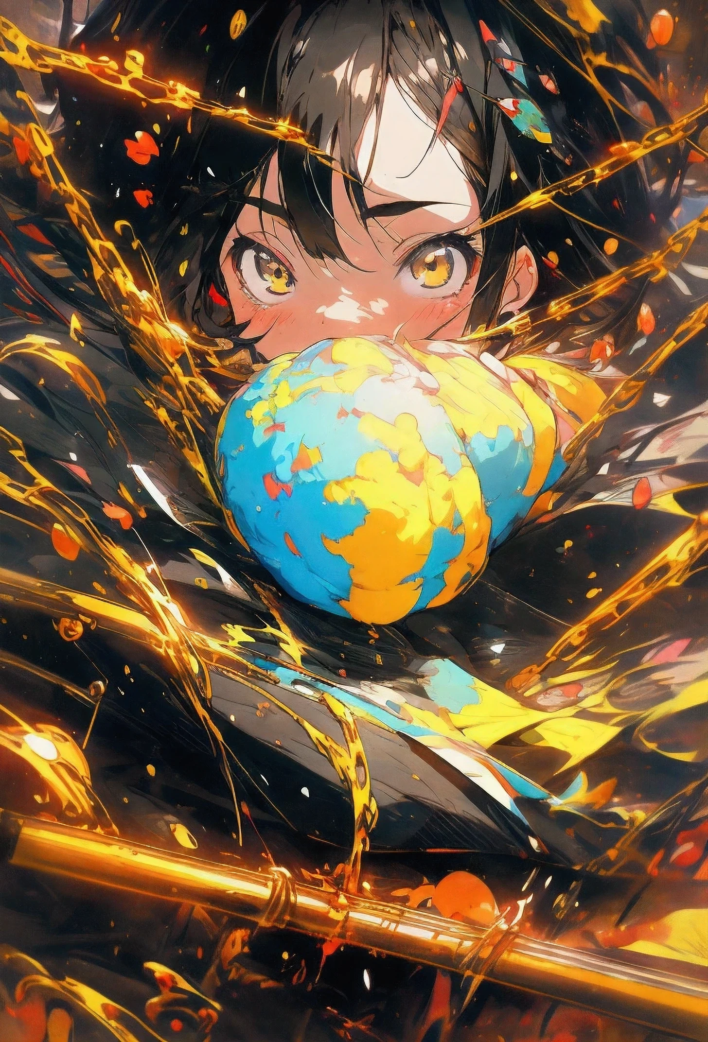 anime little with black hairs and black eyes wearing a yellow dress and coat, an anime drawing by Kamagurka, pixiv, auto-destructive art, anime visual of a cute girl, anime moe artstyle, anime style 4 k, detailed digital anime art, clean detailed anime art, cute anime girl, splash art anime , , anime style. 8k