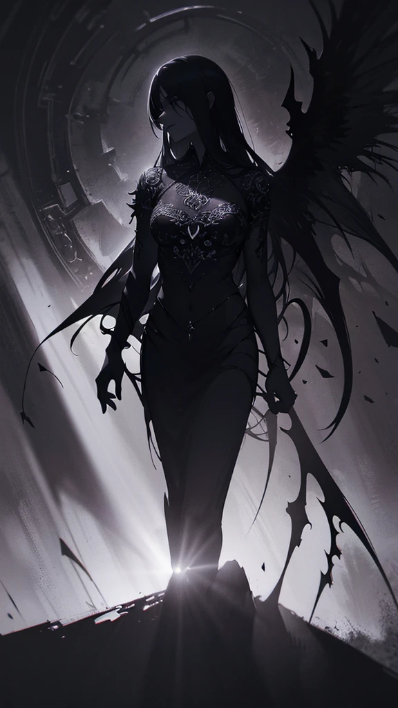 a demonic figure in light and shadow, exquisitely detailed, hyperrealistic, masterpiece, chiaroscuro lighting, dramatic contrast, gothic, moody, haunting, intricate, ornate, intricate textures, complex patterns, mystical, ethereal, supernatural, dark fantasy, cinematic composition