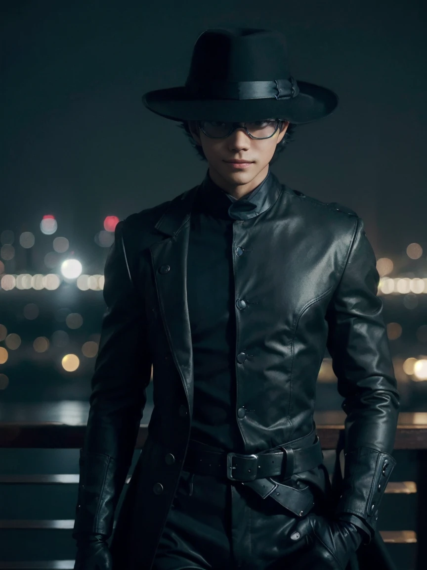 (Depth of written boundary, f/4.0, 135mm, Nikon, uhd, masterpiece, Super detailed,4K,Wide-area lighting)、One male、phantom thief&#39;s outfit、silk hat、Fearless smile