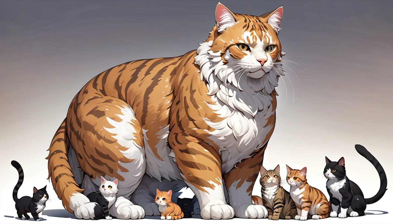   (huge big gaint 1cat) form by many small cats, detailed