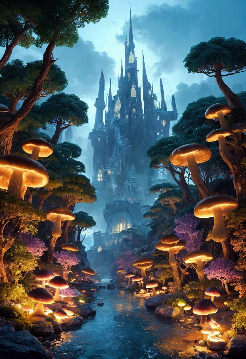 
    "A magical forest with glowing mushrooms and fairies dancing among the trees"
    "A surreal landscape with floating islands and crystal waterfalls"
    "A dreamlike cityscape with towering spires and glowing neon lights"
　"dashed eye"