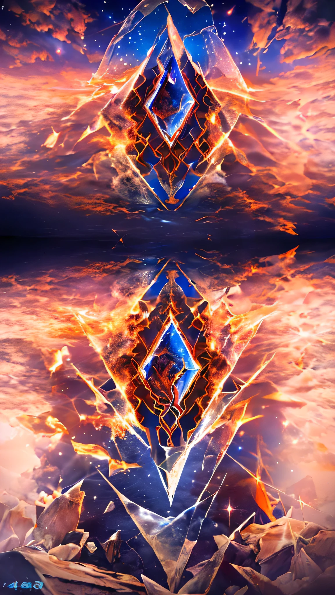 beautiful detailed ice world, burning demonic entity, clashing ice and fire, (best quality,4k,8k,highres,masterpiece:1.2),ultra-detailed,(realistic,photorealistic,photo-realistic:1.37),fantasy,surreal,dramatic lighting,cinematic,vivid colors,intricate details,dramatic composition