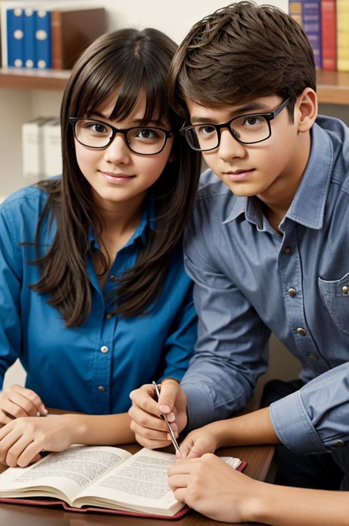 Student detective girl and boy with glasses
