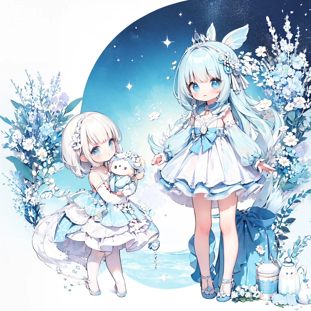 Absurd、Fantasy creatureascot、White and blue star fairy、cute、Heartwarming、