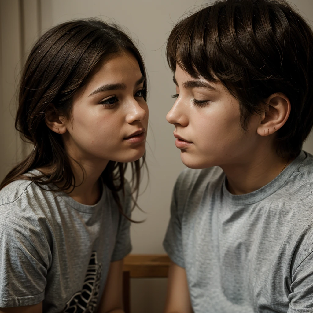 Boy and girl kissing