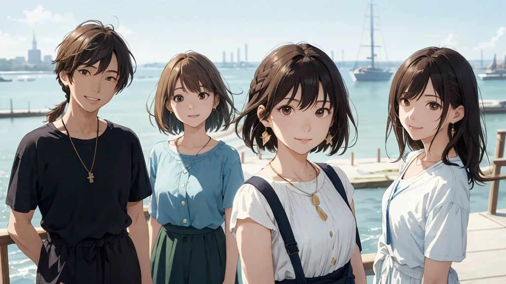 背景に高層マンションのOceanの方を向いている後ろ姿、Woman looking up at the sky ,Long Hair, Dark brown hair, 2 girls, 18-year-old, photograph, Realistic, Highest quality, Detailed face, The background is the cityscape of Japan、Strong sunlight, Ocean, Embankment, Detailed Background, Diffused sunlight, Written boundary depth, Bokeh (Highest quality: 1.2), (masterpiece: 1.2), Watch Viewer, one piece, White Theme, ,Vision、(((Panorama:1.2)))(Highest quality、masterpiece、High resolution)、(Sargent-style watercolor)、(Anime Art)、Old school building、((Multiple women、Everyone is standing, got in line))、(Detailed depiction of a beautiful face）、A kind smile、Medium Short Hair、Dark Brown Hair、Braiding、、whole bodyが写る(1.8)
information(Highest quality:1.2)、Very detailed、High resolution、masterpiece:1,2、Bright colors、Bokeh、Professional Lighting、Physically Based Rendering、Flat Color:0.8、Great illustrations、Realistic:1.37、Makoto Shinkai style、Name Style、Light Brown Hair、Elegant update、Short Bob、Three young women in casual clothes、Laugh together、Dynamic poselip、cheek(Dark Brown Hair/)bangs、cheek(direction)、(最高masterpiece1.2)繊細なイラストVery detailed、Breaking the Blue Sky、Detailed Background、20-year-old female、whole bodyが写る、A shy smile、Through clenched teeth、Through clenched teeth、lip、cheek(Flat Color: 0.8)、(masterpiece: 1,2)、(masterpiece: 1,2)、High resolution、超High resolution、Highest quality、High resolution、Ultra-thin illustration、Makoto Shinkai style、Your name is style、Short Bob、necklace、Earrings、Dynamic pose、Selfie、whole body、Brown Hair、Braiding、Hair Bun、ponytail･Hair Bunスタイル、necklace、Valletta、ribbon、Earringsアニキュア,。
