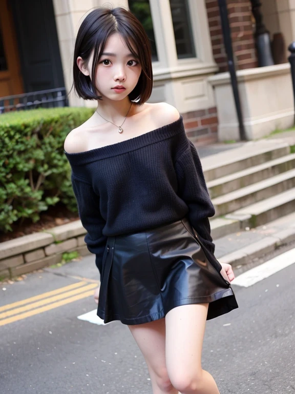 Early teens,Off the shoulder,Very short skirt,(NSFW:1.3)