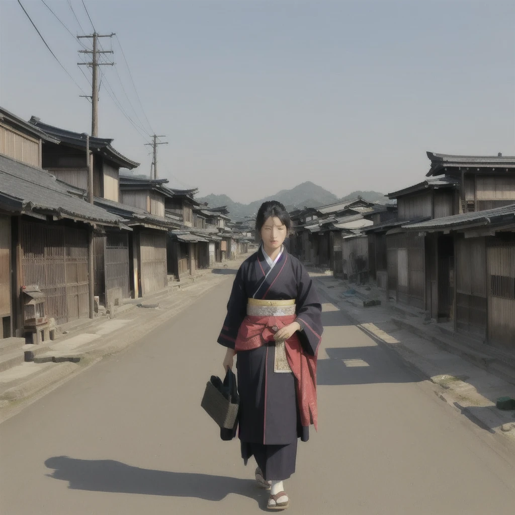 A man is walking along a dirt road carrying a blanket, artwork in the style of Gwaiz, Xin Haicheng, The background is a slum, dark. by makoto shinkai, Desolate. Digital Illustration, Digital Painting Concept Art, Matte Digital Painting, Old Asian Village, Gwaiz, illustration concept art, Jongsuk Lee Blazing flames, fire, crowd, throng, freezing, mother warming her .Scenery and Cityscape in the Early Meiji Era After the Meiji Restoration, Japan underwent rapid modernization and civilization. Consequently, many changes and reforms occurred. Below is a detailed explanation of the scenery, appearance of the poor, occupations, and cityscapes in the early Meiji period (1868 to the early 1880s). 2. Appearance of the Poor Life for the impoverished and lower classes remained harsh. In particular, in urban areas, people migrated from rural areas or unemployed artisans gathered, intensifying competition in the labor market. Many of them struggled with poverty, often residing in slums or around temples. 3. Occupations Meiji early Japan witnessed a diversification of occupations. Traditional agriculture and handicrafts were accompanied by the rise of modern industry and commerce. Particularly in urban areas, factory workers, shop clerks, and transporters increased, giving rise to new professions. However, many in these occupations endured harsh working conditions. 4. Influence of Civilization and Enlightenment During the Meiji era, Western cultural influences spread rapidly. Changes in clothing, dietary habits, and the proliferation of Western-style architecture advanced, especially in urban areas. Conversely, this development posed a threat to traditional culture and lifestyles, resulting in societal upheaval and adaptation challenges. 5. Social Change and Policy Influence While promoting modernization policies, the government also addressed poverty and social issues. Legislation for labor protection and charitable activities to aid the poor were implemented. Nevertheless, living conditions for the impoverished scarcely improved. The early Meiji period marked a rapid transformation i