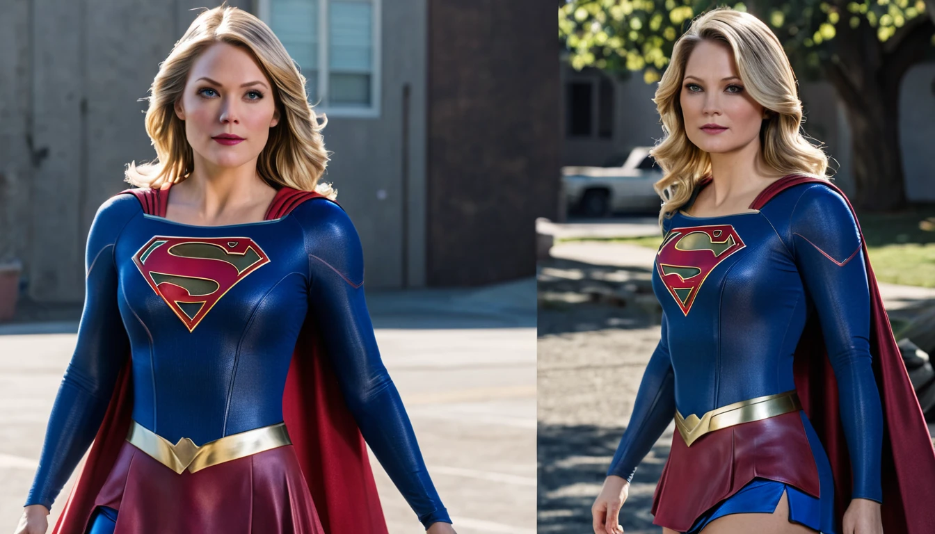 Supergirl1984s costume  real old Andrea Anders 2024; HD. Photograph, ((realism)), extremely high quality RAW photograph, ultra detailed photograph, sharp focus, high resolution, (detailed skin:1,3),high quality, film grain, Fujifilm XT3,Highly Detailed, movie, (Cinematic Photo:1.3) of (Realistic:1.3)