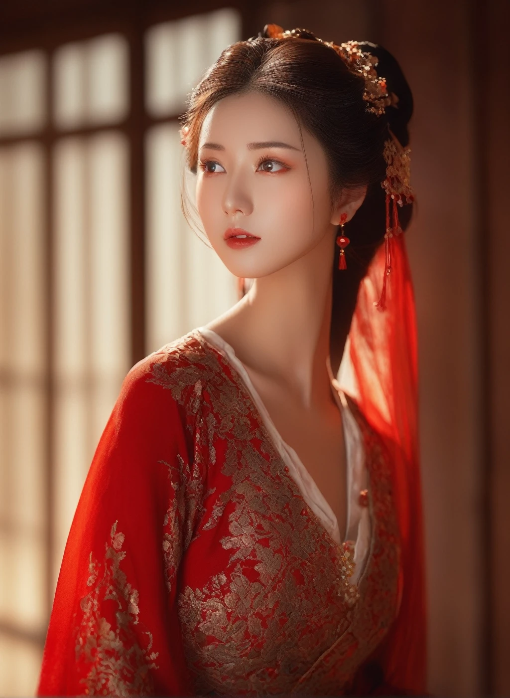 (masterpiece, best quality, Super detailed, best shadow), (Detailed background), (delicate face), high contrast, (best lighting, extremely delicate and beautiful), rich and colorful, Ultra-detailed, dramatic light, Beautiful background, intricate details, (1 girl, alone, rich and colorful hair, sharp face, red eyes, hair between eyes, dynamic angle, red clothes), looking at the audience, blood spatter,(Broken Grassach Circle, in the room, whole body, Detailed eyes, beautiful eyes, 8k, 4k, best quality, masterpiece, beautiful eyes, realism
