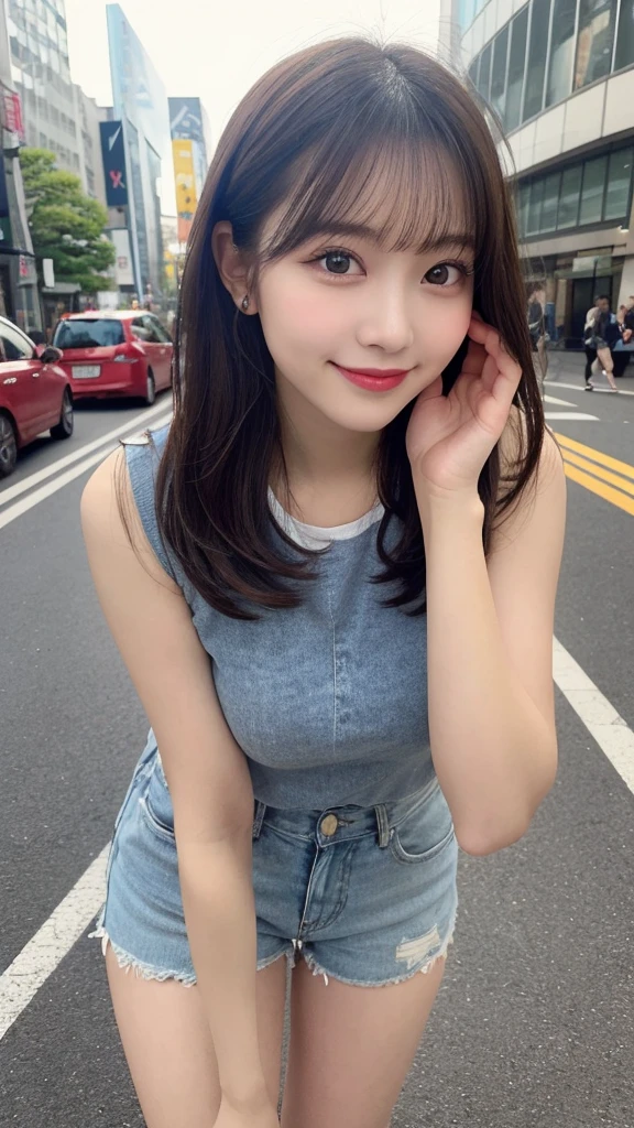 (8K、top-quality、​masterpiece、超A high resolution、High Definition Face:1.3)、portlate、(20 years girl:1.3)、bokeh dof、frontage、 Genius genius smile、ultra-detailliert、ultra res、(realisitic、rialistic photo:1.37)、high-definition RAW color photography、Professional Photography、highly detailed and beautiful、ighly detailed、8K Picture Wallpaper、amazing detailed、huge filesize、Official art、Highly detailed CG Unity 8K wallpapers、highly detailed beautiful girl、extra detailed face、extremely detailed eye、highlydetailed skin、extremely detailed fingers、highly detailed nose、very detailed detailed mouth、Perfect Anatomy、Highly detailed clothing、 1 人、(18:1.2)、Teete little us Japan idol、cute little、Realistic body、小柄、de pele branca、glistning skin、Slim body、Handsome body、brown haired、(Blunt bangs:1.2)、Classic wavy long hair、 (nffsw:1.3),A smile、kawaii、zora々Right、kawaii faces、Lifelike face、Delicat eyes、Sauce order、T-shirt、skirt by the、Looking at the camera、cowboy  shot、Inside the café、front facing、Contrapo、public