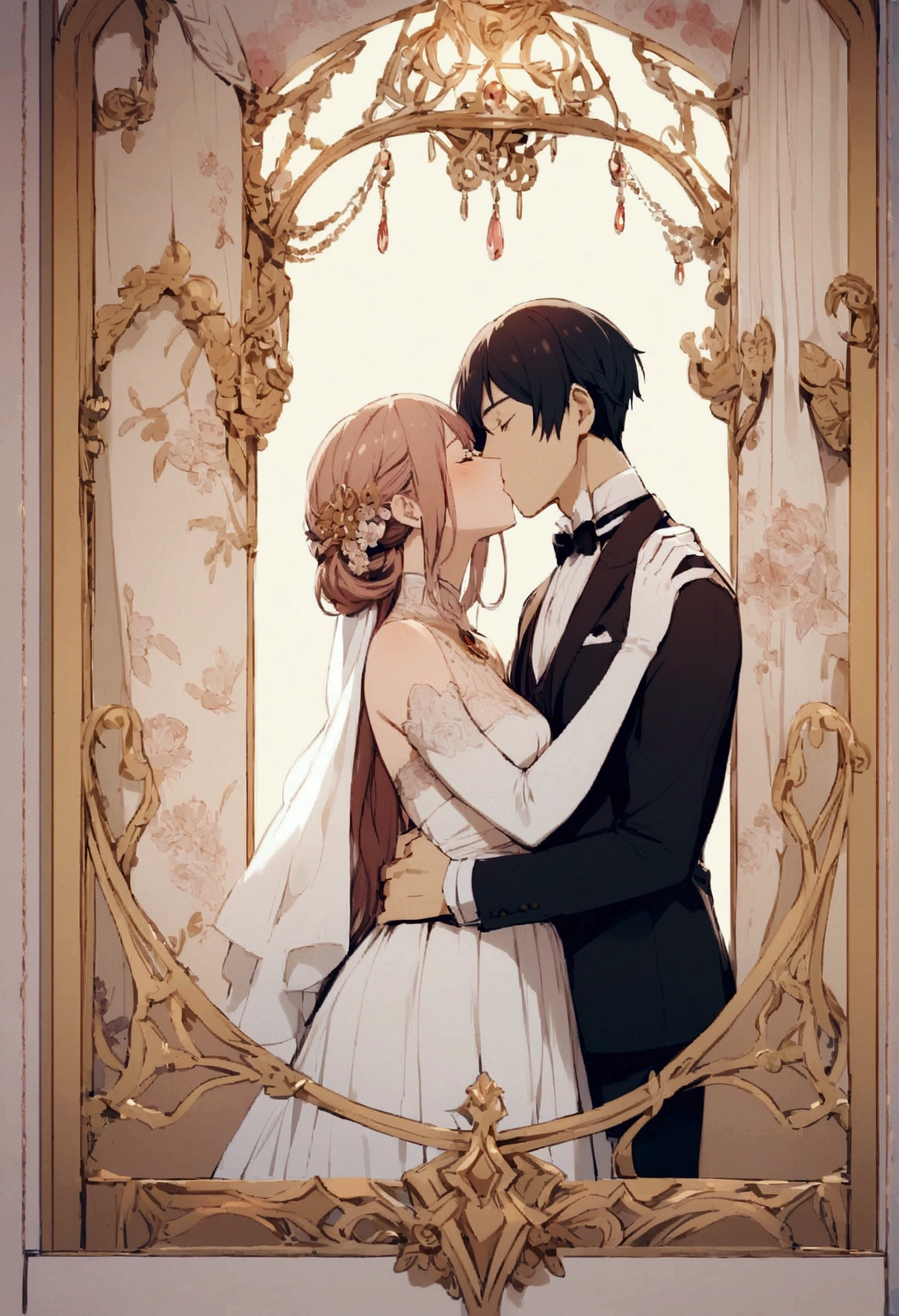 Boy and girl kissing