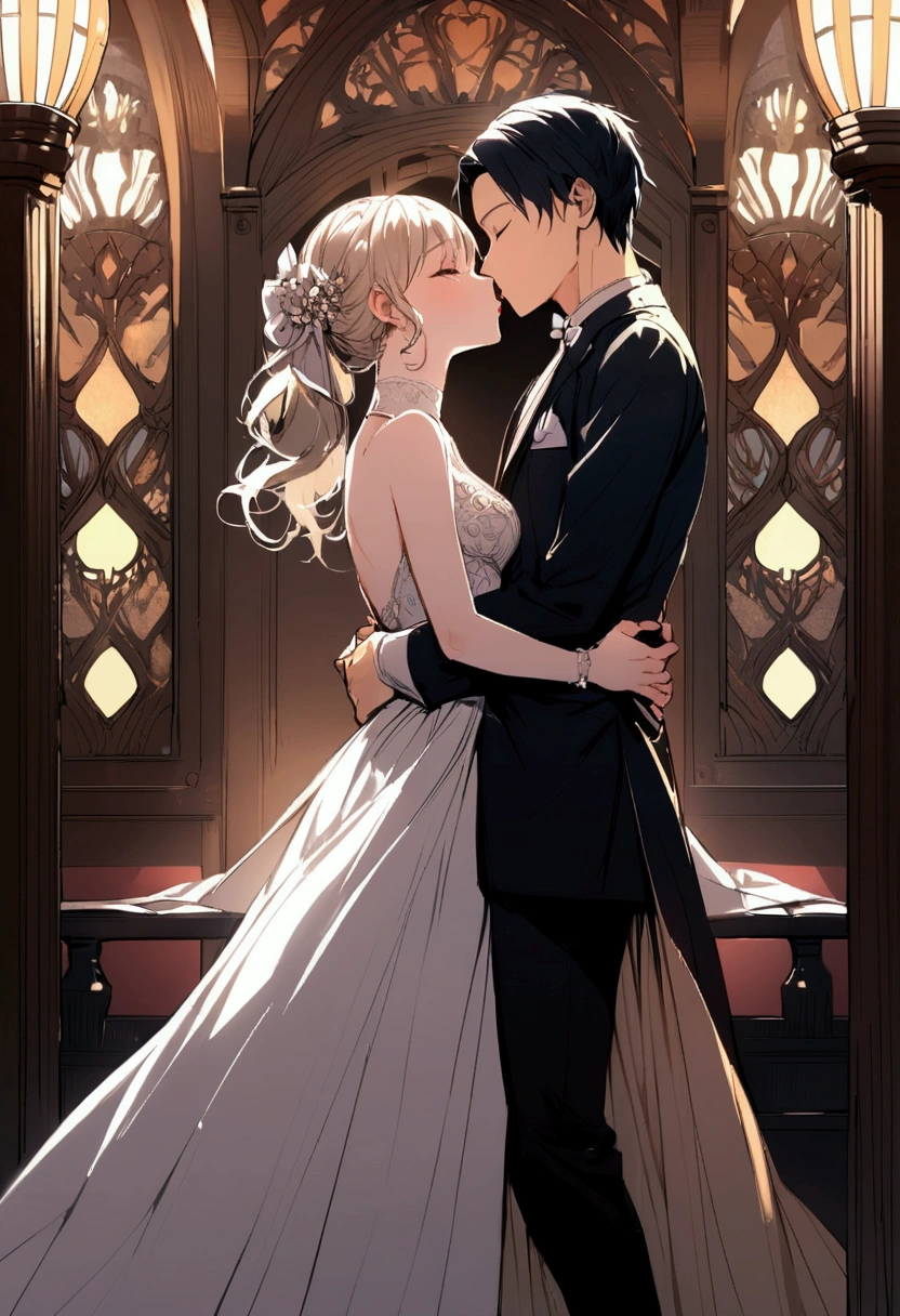 Boy and girl kissing