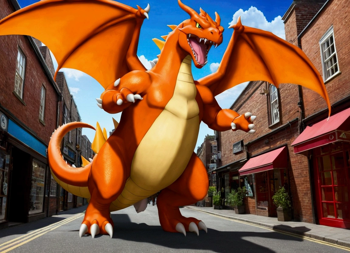 (universe)Fat Charizard, With a giant dragon in the background, I saw a giant dragon, Giant dragon in the background