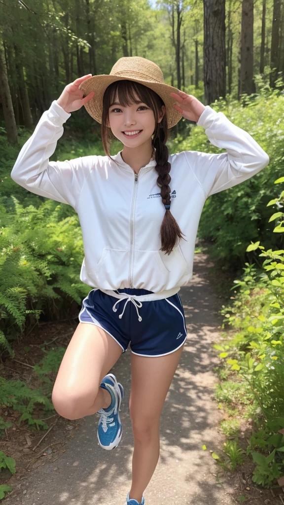 ((Tracking & Women's Track and Field))、(((1 person)))、((Sports swimwear:1.3))、((Stadium))、Super cute、smile、Beautiful breasts、Full Body Lesbian、playground、((Excellent style))、((Healthy Body))、((Short Hair Styles)) 、Japanese women、Photorealistic、Beautiful attention to detail、Hyperrealism、High Contrast、Ultra HD、Realistic skin texture、Best image quality、Highest quality、Ultra-high resolution、Fine details、With great care,Thin, See-through))Tight-fitting underwear with straps,She didn't realize that her nipples were showing through her stockings,