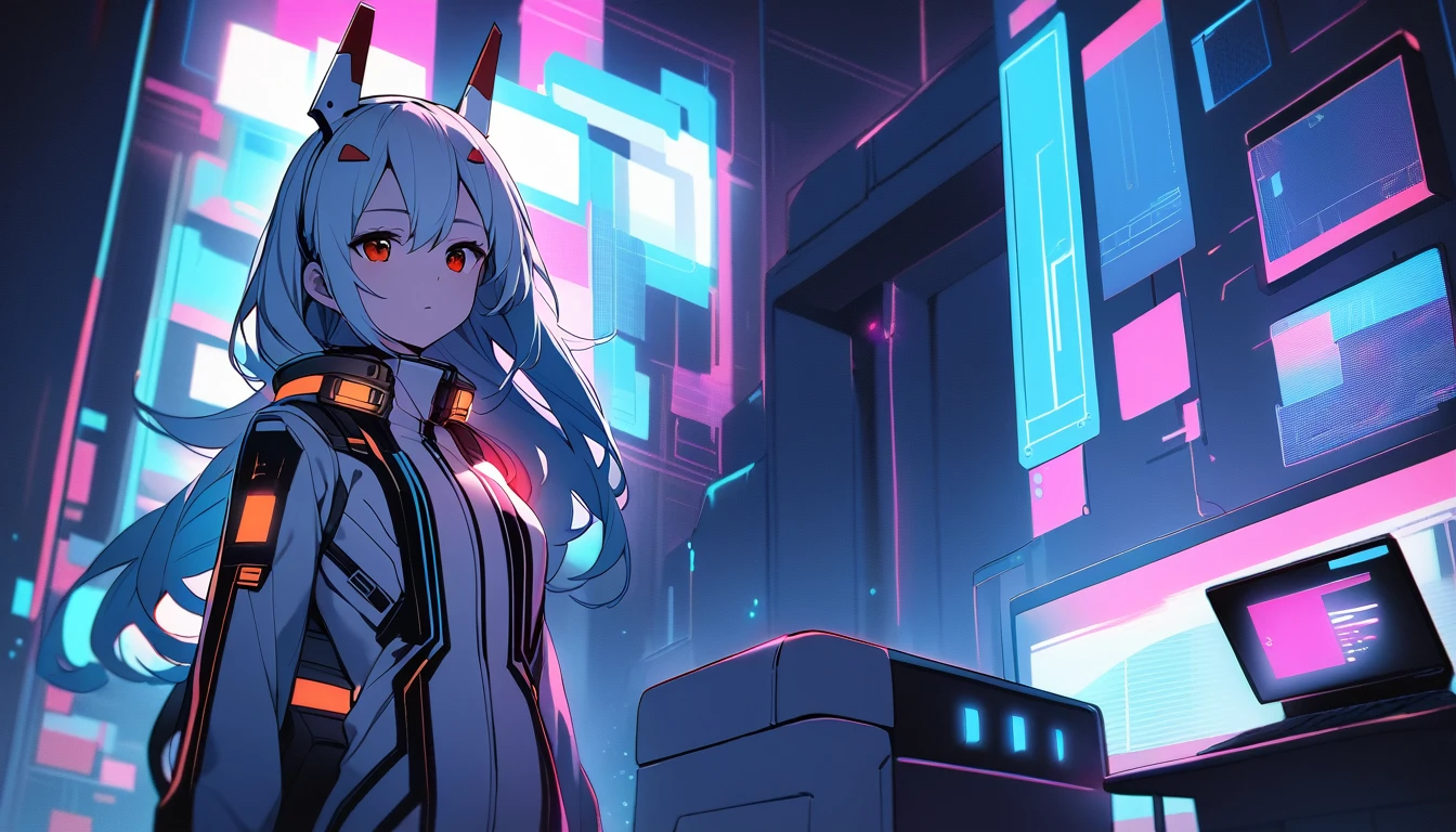 
20:58:36
(Highest quality:1.2),One girl,alone,Ayanami Rei,White bodysuit,Red eyes,Pilot Suit,Long Hair,Blue Hair,bangs,Interface Headset,Hair between the eyes,Pixelated Background,Neon Light,Sci-Fi Color Scheme,Vibrant colors,Metallic texture,Detailed shading,Holographic interface,Dark atmosphere,High Contrast,Sharp focus,Twigs of hair,Reflective surface,Exquisite detail,High resolution,Studio Lighting,Illuminated surroundings,Artificial Intelligence Assistant Information
