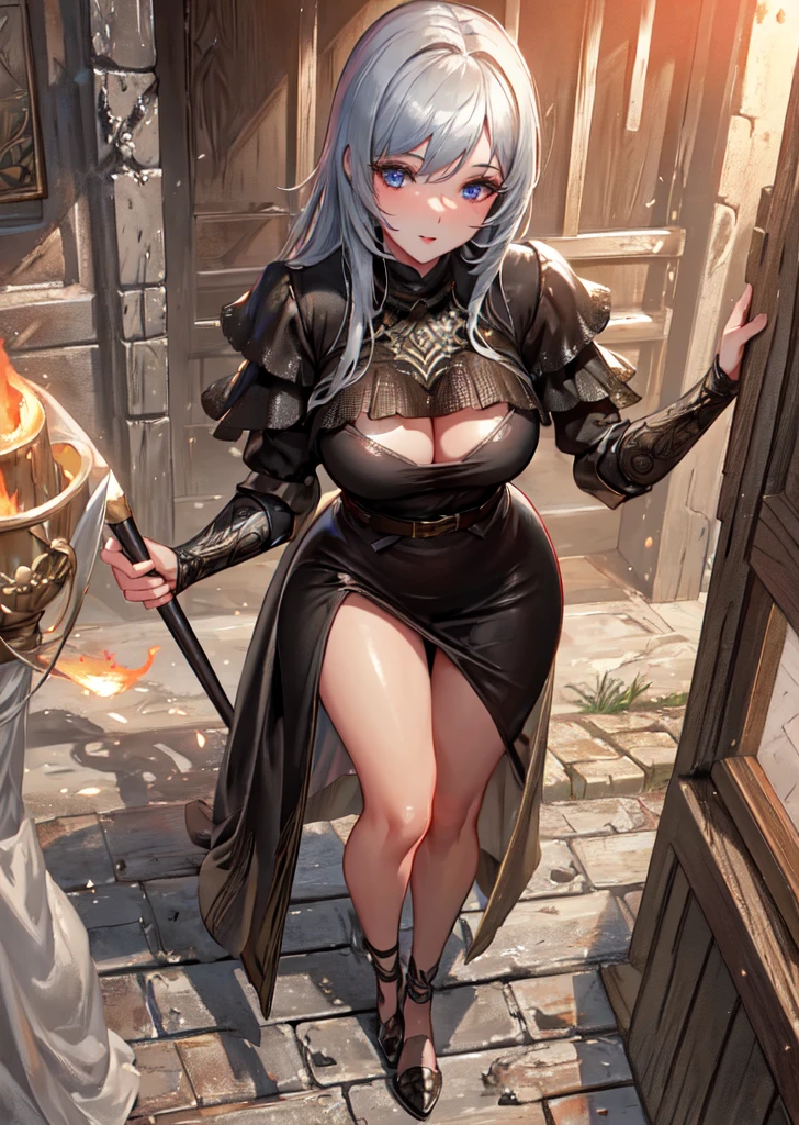 (masterpiece, best quality, ultra-detailed, highres), perfect face, sidelighting,official style,dark souls 3,fire protection woman, lustrous skin, standing,
(bloom), lighting, ray tracing,