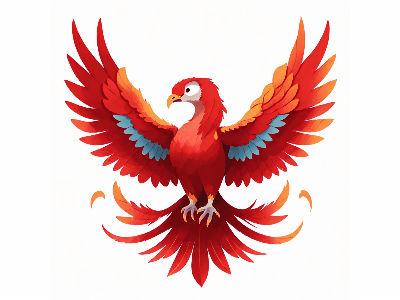 red phoenix bird, blue wings, white background, detailed phoenix bird, phoenix bird rising from ashes, phoenix warrior, phoenix inspiration, phoenix wallpaper, phoenix rebirth, phoenix dragon, fire phoenix, detailed fiery phoenix, phoenix flames, photorealistic, hyper detailed, 8k, award winning digital art, intricate, masterpiece, cinematic lighting, vibrant colors