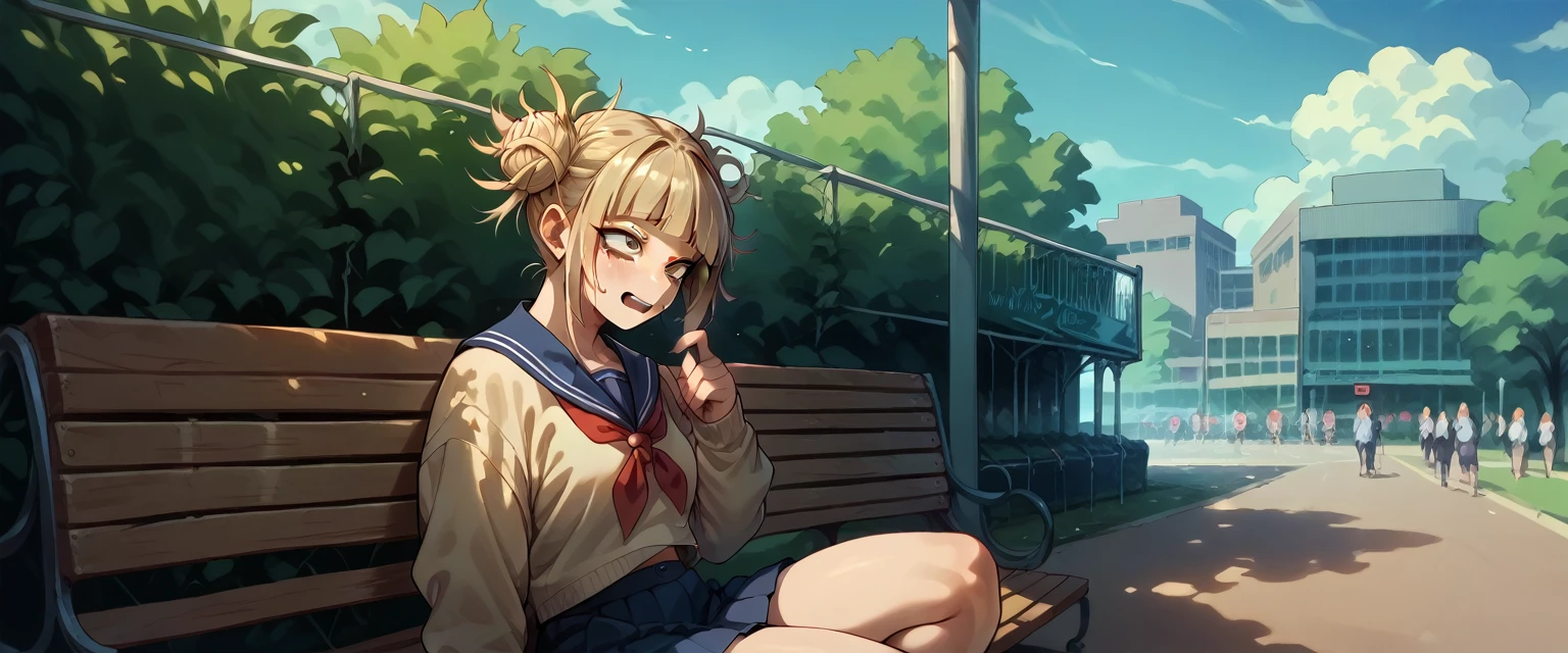 Himiko Toga being fucked on a public park bench 