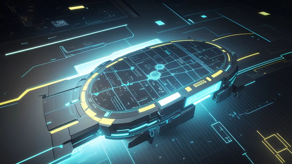 Generate a conceptual image of a sci-fi route map that showcases GPS navigation and positioning with added technological elements. The design should include professional and futuristic elements such as digital grids, glowing lines, and high-tech icons. The overall style should be sleek and sophisticated, emphasizing precision and innovation in navigation and positioning technology.