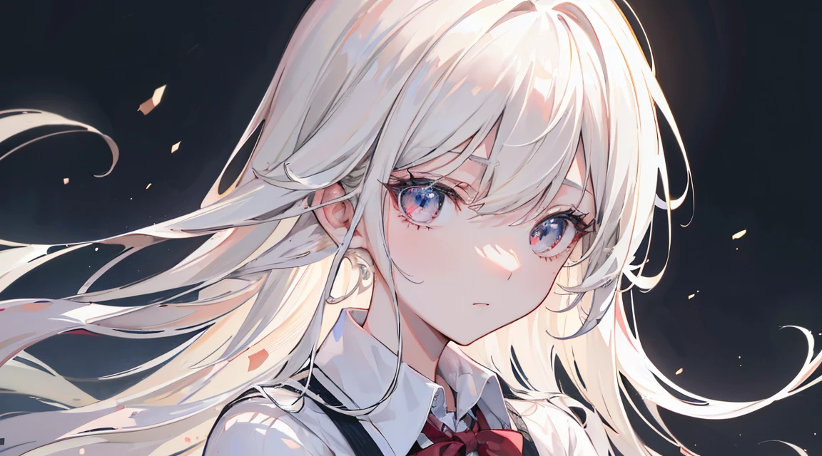 (Long Hair, bangs, Platinum Blonde Hair:1.2),(Wear a cardigan over a collared shirt:1.2),1 girl,Japanese,21 years old,(Small breasts:1.3),(Highest quality,masterpiece:1.3,超A high resolution,),(Ultra-detailed,Caustics),(Photorealistic:1.4,RAW shooting,)Ultra-Realistic Capture,Very detailed,High resolution 16K human skin close-up。 Natural skin texture、,Pores、、It needs to be detailed enough to be easily identifiable。 Skin should be even-toned and healthy looking。 Use natural light and colour, Sad expression, Looking at the camera, Perfect dynamic composition, Outdoor