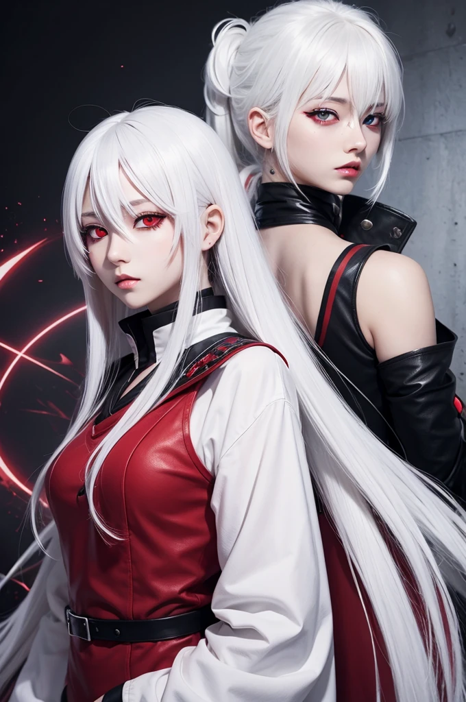 Anime character white hair red eyes