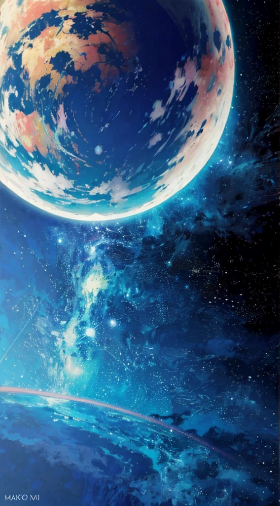 You can see the city in the distance,Medieval Europe,Fantasy,Fantasy,Beautiful sky anime scene with stars and planets, Space Sky. by makoto shinkai, anime art wallpaper 4k, anime art wallpaper 4k, Anime Art Wallpapers 8K, anime wallpaper 4k, anime wallpaper 4k, 4k anime wallpaper, Anime Sky, Awesome Wallpapers, Anime Background, Heavenly planets in the background, Anime Background art