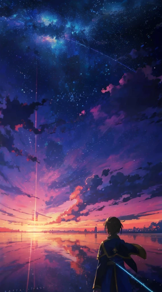 You can see the city in the distance,Medieval Europe,Fantasy,Fantasy,Beautiful sky anime scene with stars and planets, Space Sky. by makoto shinkai, anime art wallpaper 4k, anime art wallpaper 4k, Anime Art Wallpapers 8K, anime wallpaper 4k, anime wallpaper 4k, 4k anime wallpaper, Anime Sky, Awesome Wallpapers, Anime Background, Heavenly planets in the background, Anime Background art