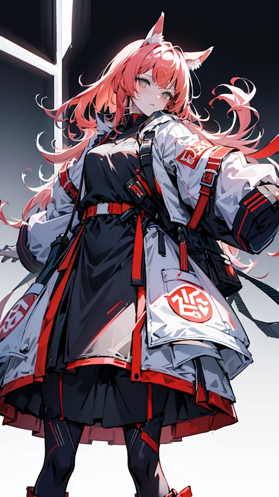 Horse-themed characters, サイバーパンク, オーバーサイズパーカー, Wearing big sneakers, whole body, Simple Background, Magazine cover style, Scarlet image color, Horse tail, Run at full speed, horse ears, tachi-e, projected inset, UHD, best quality, highres, 8k