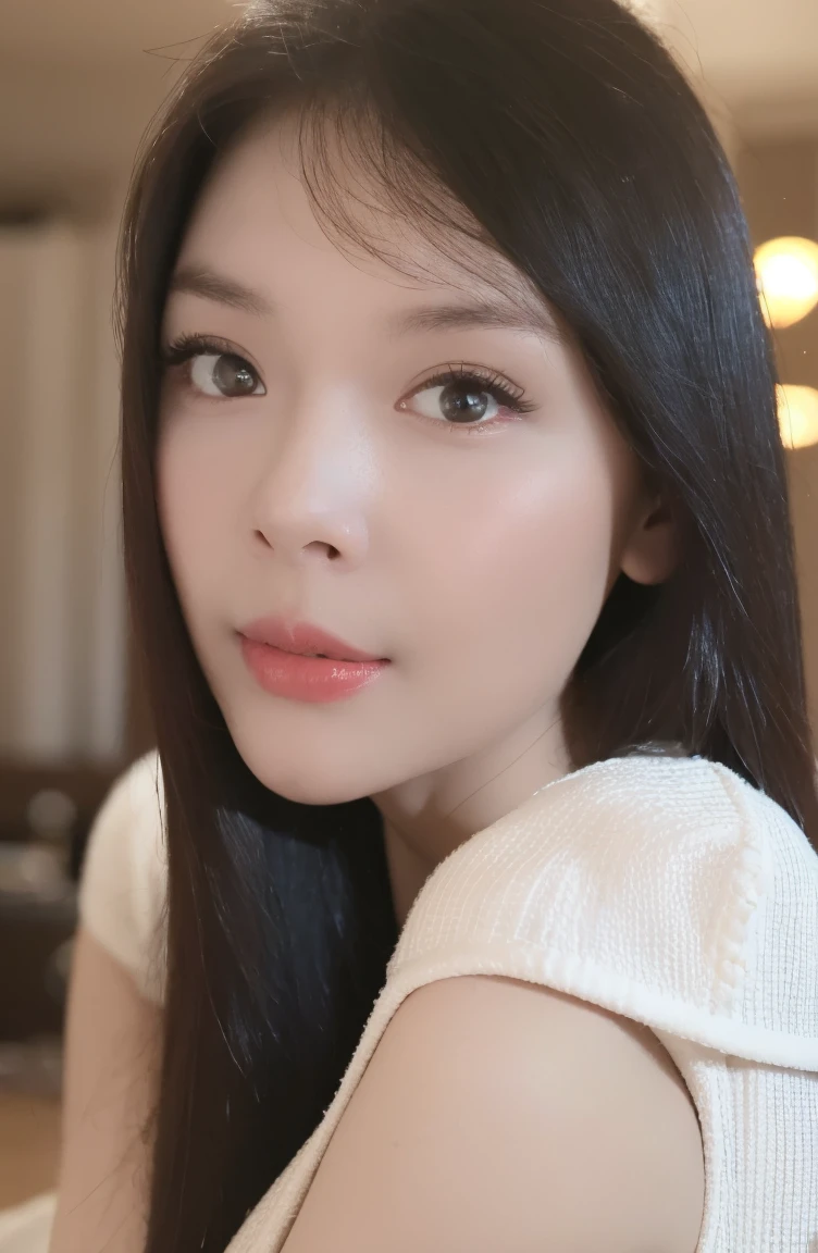 1girl, beautiful detailed eyes, beautiful detailed lips, extremely detailed face, long eyelashes, flawless skin, flowing long black hair, shiny hair, intricate makeup, delicate eyeshadow, light freckles, plain hanfu dress, shoulders, arms, (best quality,4k,8k,highres,masterpiece:1.2),ultra-detailed,(realistic,photorealistic,photo-realistic:1.37),cinematic lighting, warm color tones
