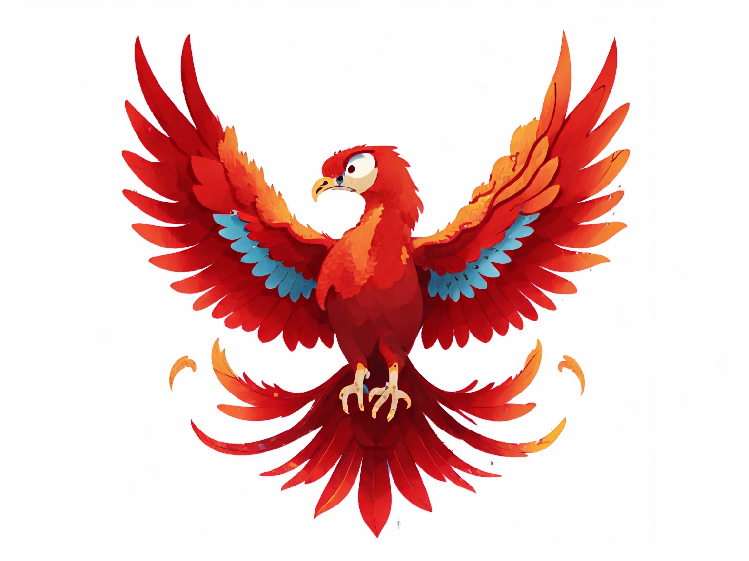 red phoenix bird, blue wings, white background, detailed phoenix bird, phoenix bird rising from ashes, phoenix warrior, phoenix inspiration, phoenix wallpaper, phoenix rebirth, phoenix dragon, fire phoenix, detailed fiery phoenix, phoenix flames, photorealistic, hyper detailed, 8k, award winning digital art, intricate, masterpiece, cinematic lighting, vibrant colors
