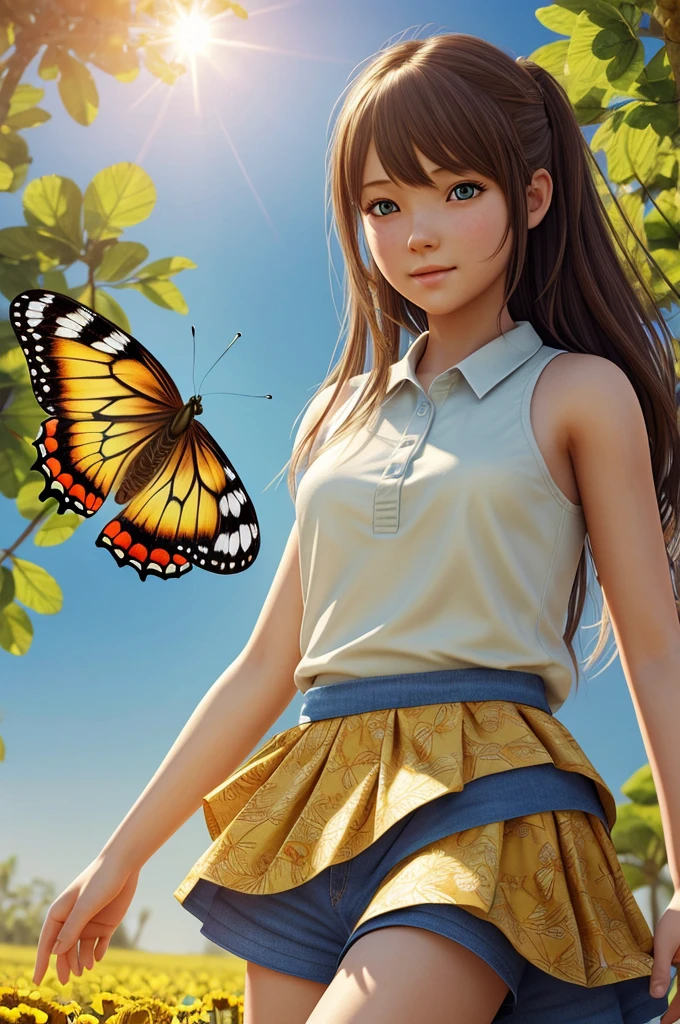 (masterpiece),(best quality:1.0), (Ultra-high resolution,), detailed, The art of math, cg Club Competition Winners, Butterfly and sunshine, Concept art design illustration, Beautiful digital illustrations, girl