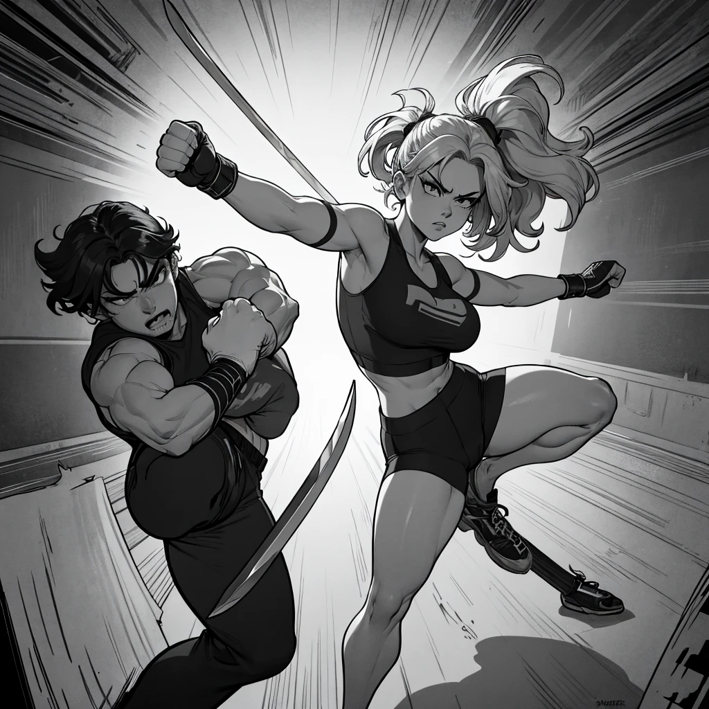 a drawing of a woman with a sword in her hand, fight pose, fighting pose, fighter pose, fighting stance, intense line art, in a fighting stance, bold lineart, clean lineart, thick lineart, she is ready to fight, in a fighting pose, boxing stance, badass pose, thick black lineart, ready to fight, thick line art