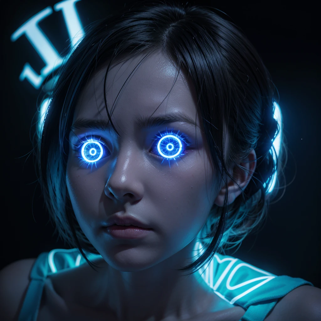 Blue led glowing skull, with an X over it in anime form,8k,