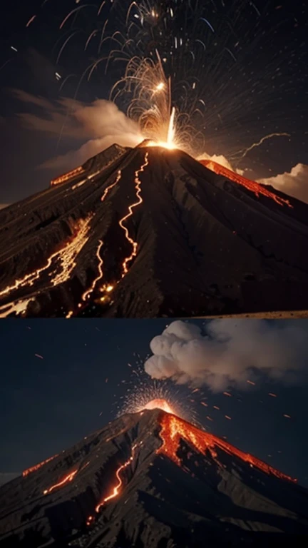 Visual: Animation of the powerful eruption of Mount Vesuvius, with ash and lava raining down on Pompeii.